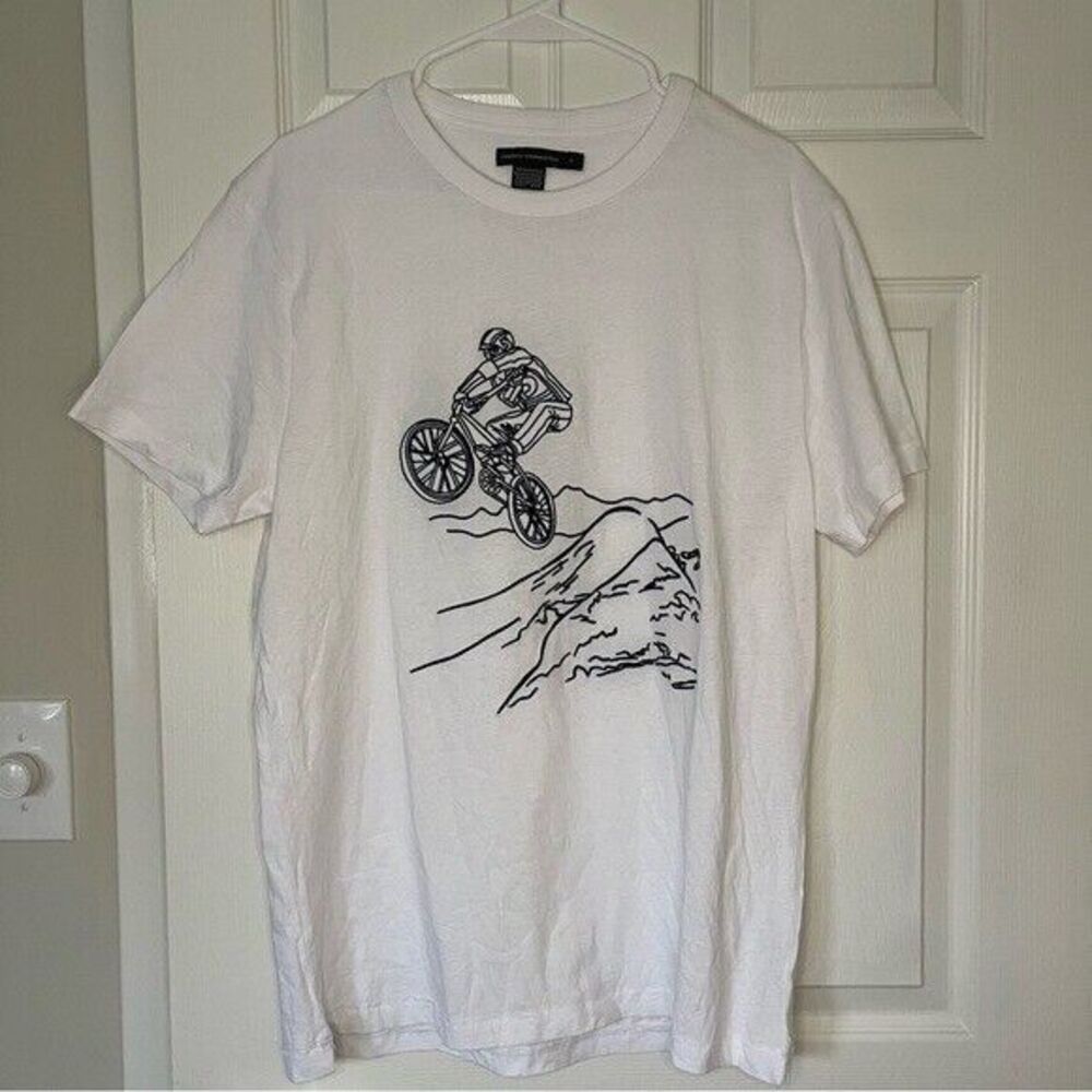 French Connection Embroidered Biker T-Shirt- Men Large